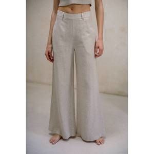 NEW BY TOGETHER eden flare pants in linen grey